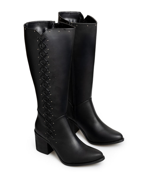 Bota Negra Campera Tiras Cruzadas 3084